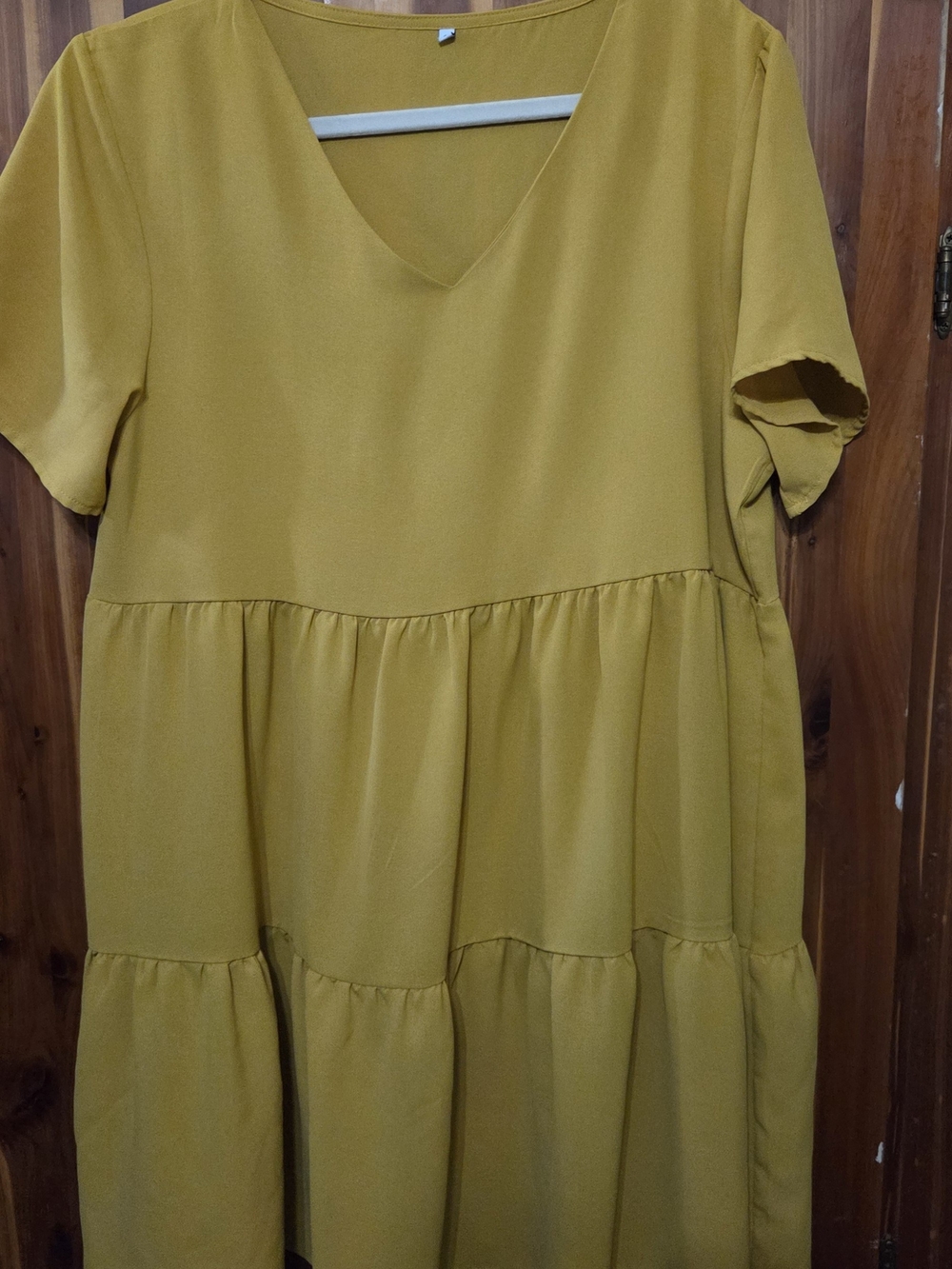 Boutique Unbranded Mustard V-Neck Tiered Women's Dress